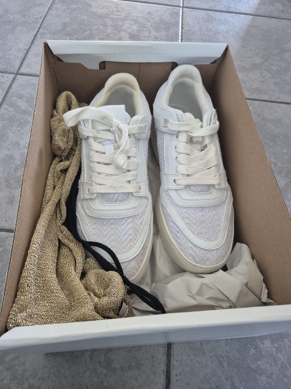 Missoni White & Cream Lace-Textured Sneakers